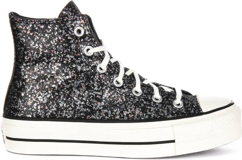 Converse Glitter Platform Sneakers in Zwart Zilver