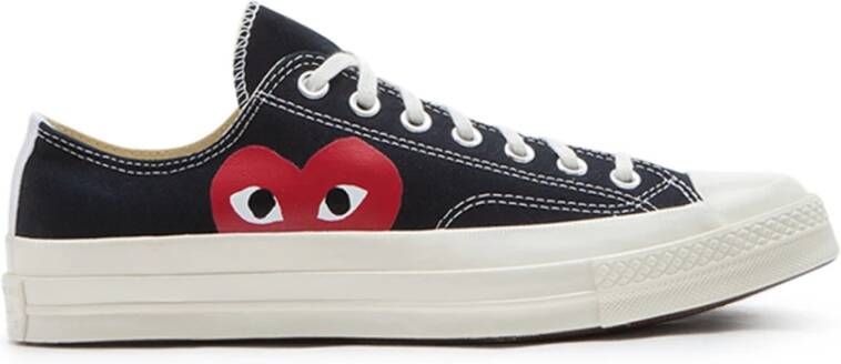 Comme des Garçons Play Zwarte Canvas Sneaker met Rood Hart Black Unisex