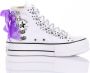 Converse Handgemaakte Witte Paarse Sneakers Multicolor Dames - Thumbnail 1