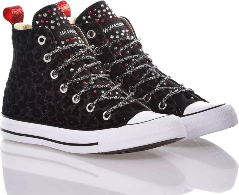 Converse Handgemaakte Zwarte Rode Sneakers voor Vrouwen Black Dames