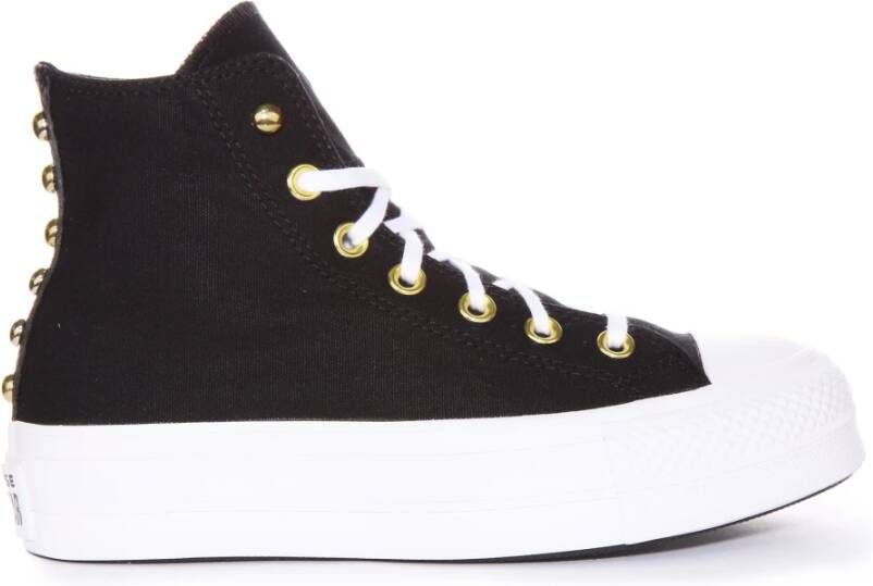 Converse Platform Studded Sneakers in Zwart Goud