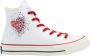 Converse Rhinestone Heart Crystal Sneaker Wit Dames - Thumbnail 1