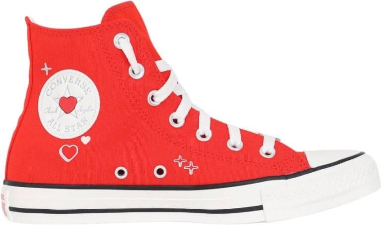 Converse Rode hoge sneakers met hartjesmotief Red Dames