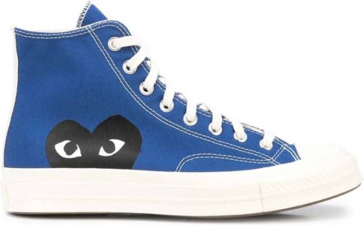 Comme des Garçons Blauwe Canvas High-Top Sneakers met CDG Heart Logo Blue