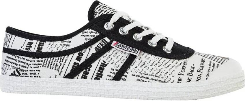 Kawasaki Canvas Sneakers News Paper Style Multicolor