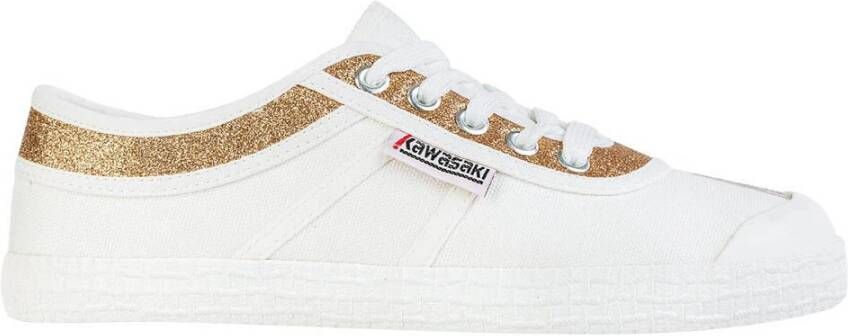 Kawasaki Glitter Canvas Sneakers White Dames