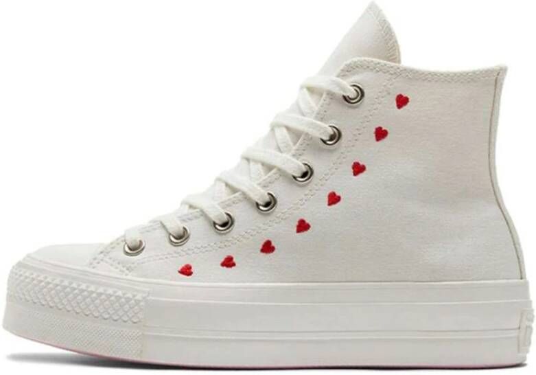 Converse Scarpa Chuck Taylor ALL Star Lift Platform Embroidered Hearts Wit Dames