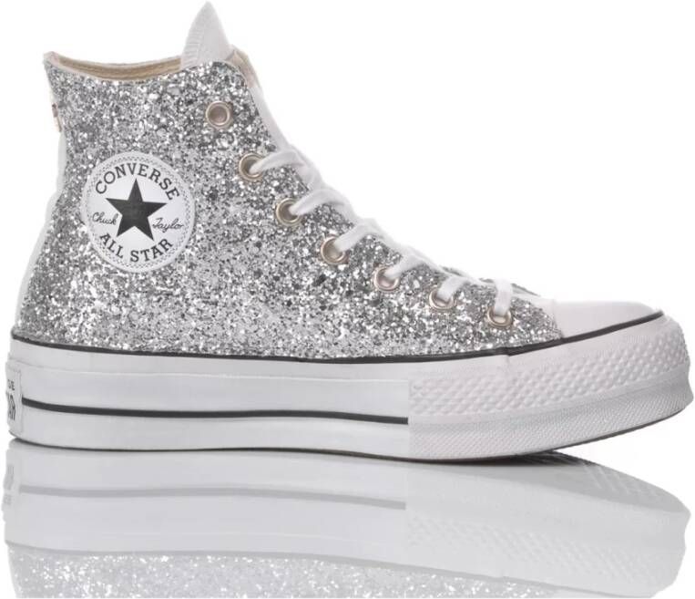 Converse Zilver Glitter Platform Sneakers Vrouwen