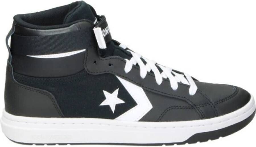 Converse Zwarte Leren Hoge Sneakers voor Heren Zwart Heren