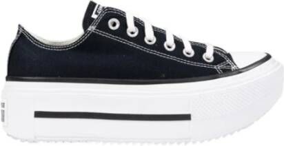 Converse Zwarte Stoffen Veterschoenen met Plateauzool