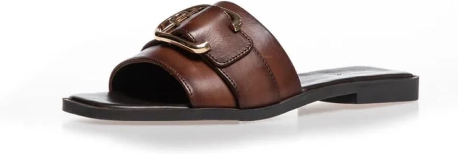 Copenhagen Shoes Kiss leren slippers met siergesp donkerbruin - Foto 3