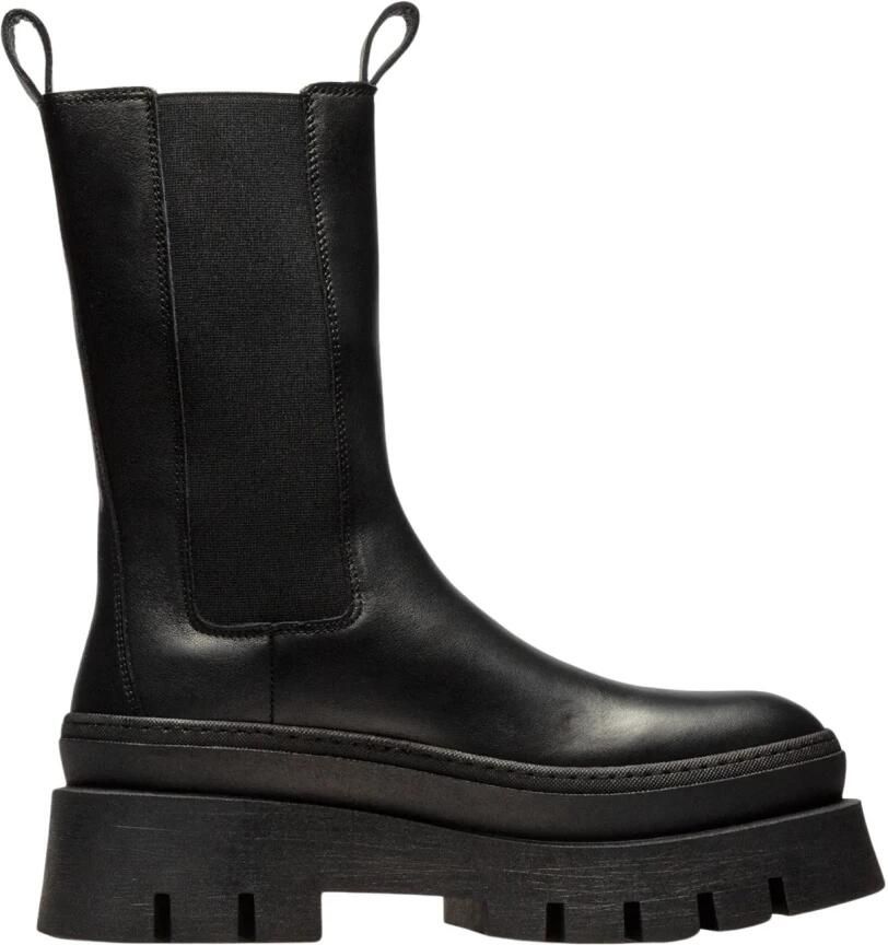 Copenhagen Shoes Stijlvolle Chelsea Boots met plateauzool Black Dames