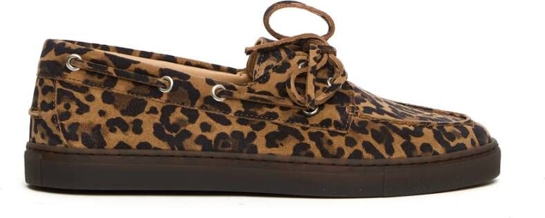 Copenhagen Shoes Bootsschoen van suède met luipaardprint