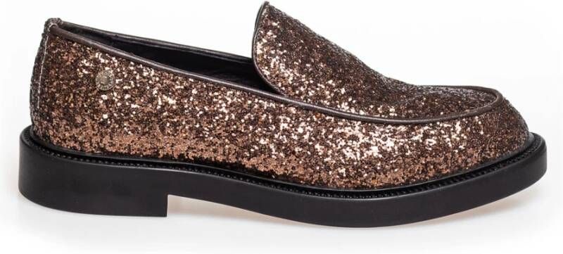 Copenhagen Shoes Glitter Loafers met Rubberen Zool Brown Dames
