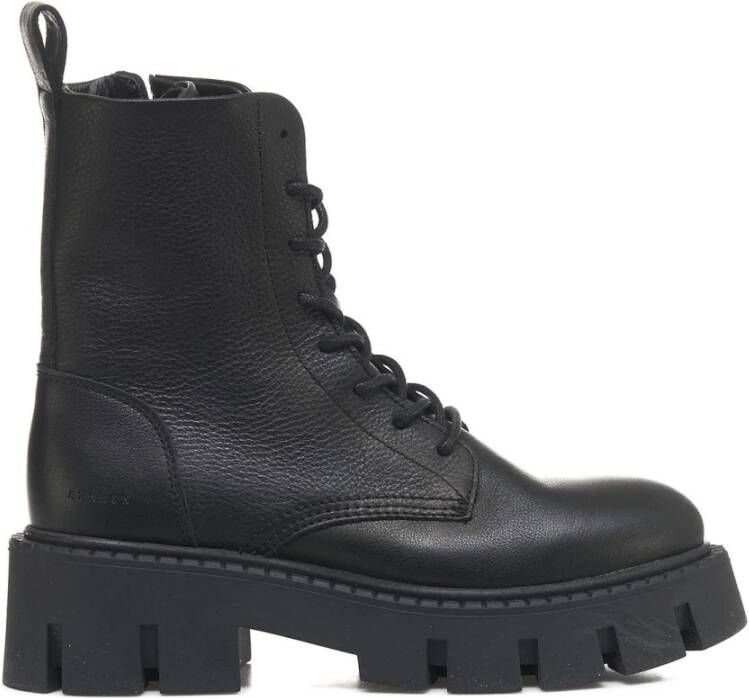 Copenhagen Shoes Zwarte leren enkellaarsjes met rits Black Dames