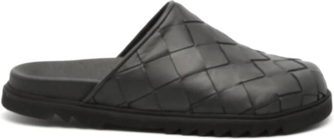 Copenhagen Shoes Zwarte Leren Geweven Sandaal Black Dames