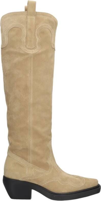 Copenhagen Studios Beige Suède Cowgirl Laarzen Beige Dames