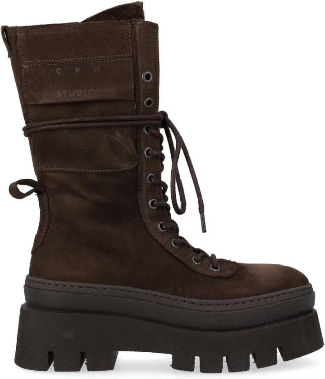 Copenhagen Studios Bruine Nubuck Leren Chunky Laars