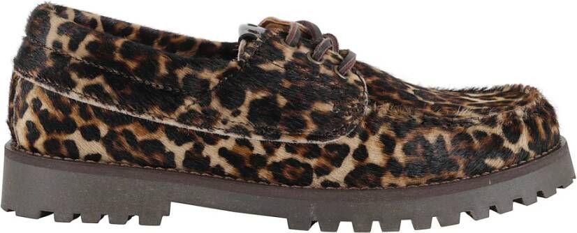 Copenhagen Studios Luipaardpatroon Harige Leren Loafers