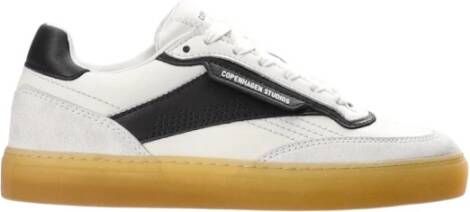 Copenhagen Studios Retro Leren Mix Sneakers Wit Zwart