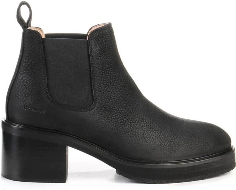 Copenhagen Studios Zwarte Nubuck Leren Enkellaarzen Black Dames