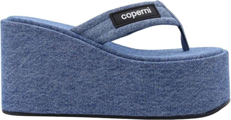 Coperni Denim Logo Patch Sandalen Blue Dames