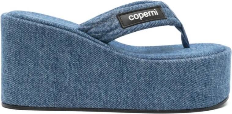 Coperni Sandalen Wedge Sandals Canvas Washed Blue in blauw