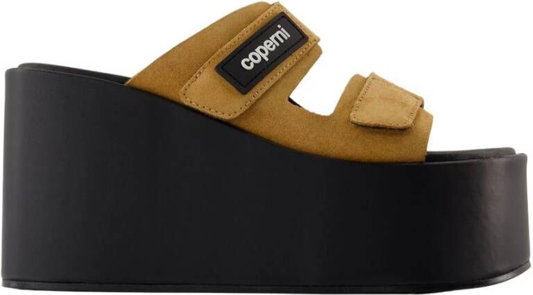 Coperni Leren Patch Sandalen in Zwart Bruin