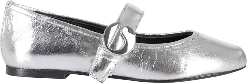 Coperni Zilver Metallic Leren Ballerina Riem Flats
