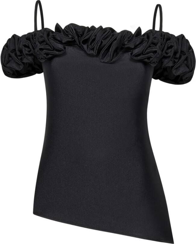 Coperni Zwart Boothals Ruche Topwear