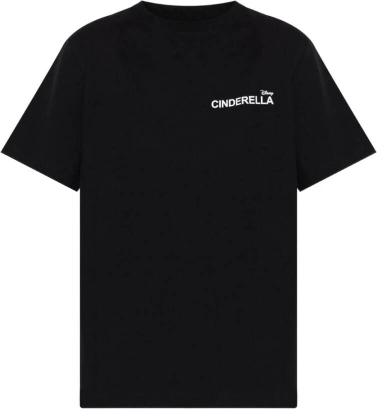 Coperni Zwart T-shirt Cinderella Slogan Relaxed Fit