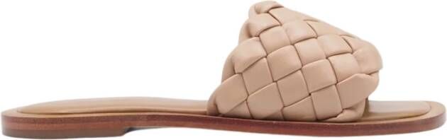 Coral Blue Beige Geweven Leren Sandalen