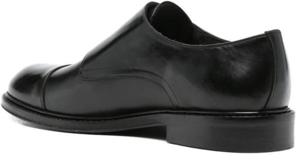 Corneliani Zwarte Leren Dubbele Gesp A del Teen Schoenen