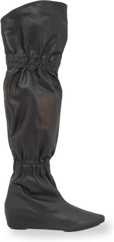 Cortana Over-de-knie leren laars met sleehak Green Dames