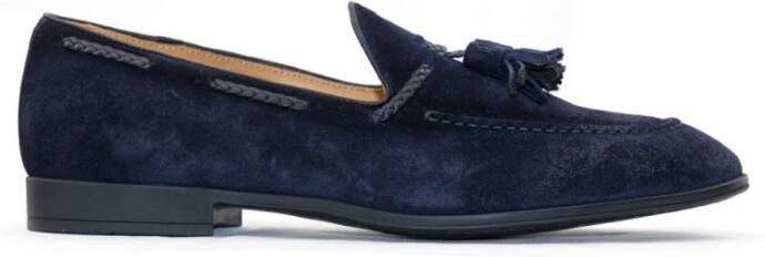 Corvari Italiaanse Suède Mocassin met Kwastje Blue Heren