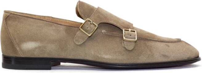 Corvari Suède Mocassin met Dubbele Gesp Beige Heren