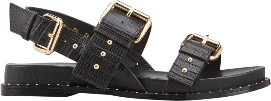 Cosmoparis Neo-rock platte sandaal met multi-gesp ontwerp