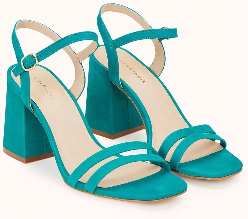 Cosmoparis Turquoise Leren Sandaal met 9cm Hak