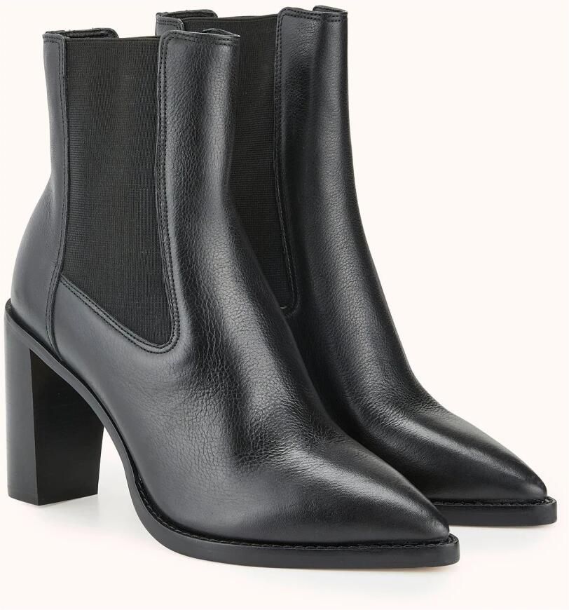 Cosmoparis Zwarte Laarsjes van Generfd Leer met Dikke Hak