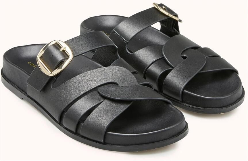 Cosmoparis Zwarte leren kruisband sandaal