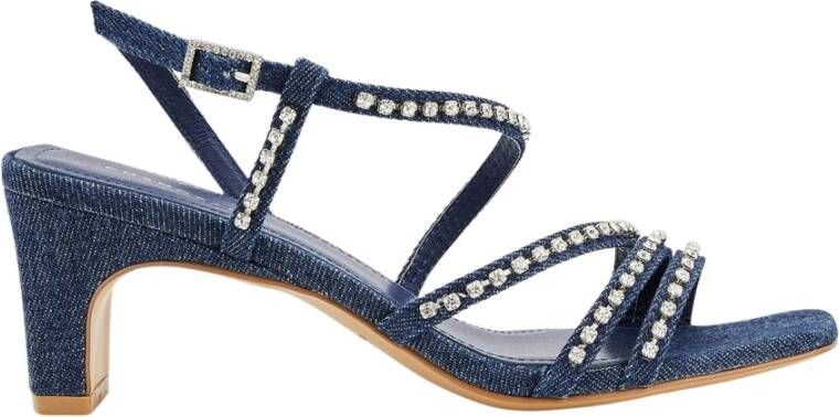 Cosmoparis Denim sandaal met hak en strass versieringen