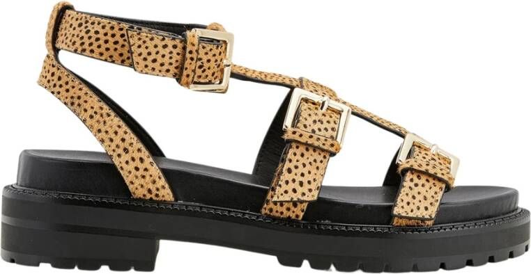 Cosmoparis Luipaard Pony Sandaal met Gouden Gespen