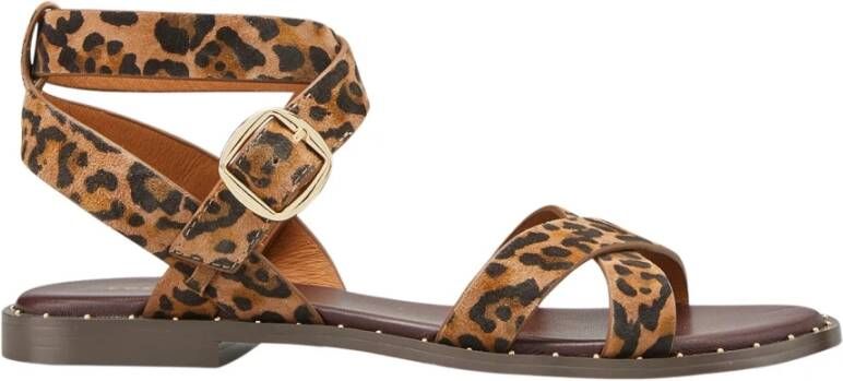 Cosmoparis Luipaardprint Platte Sandalen