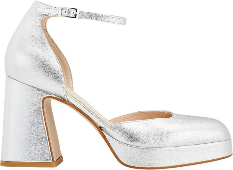 Cosmoparis Metallic Zilveren Platform Hakken