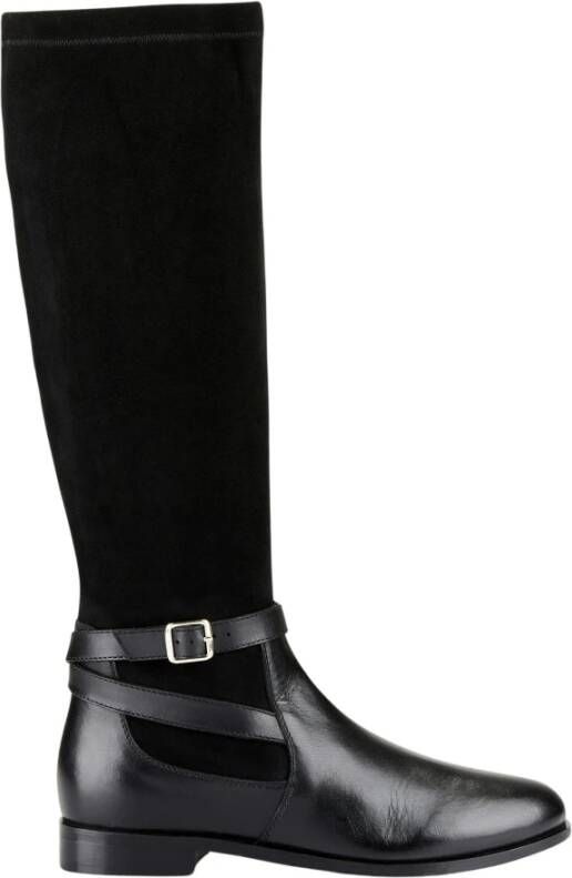 Cosmoparis Platte Leren en Stretch Velvet Laars