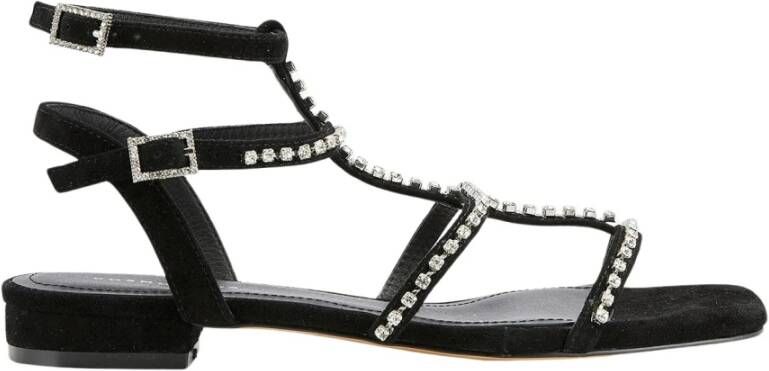 Cosmoparis Sandaal met strass versiering van suède