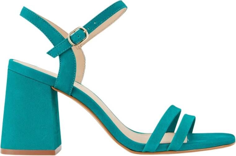 Cosmoparis Turquoise Leren Sandaal met 9cm Hak