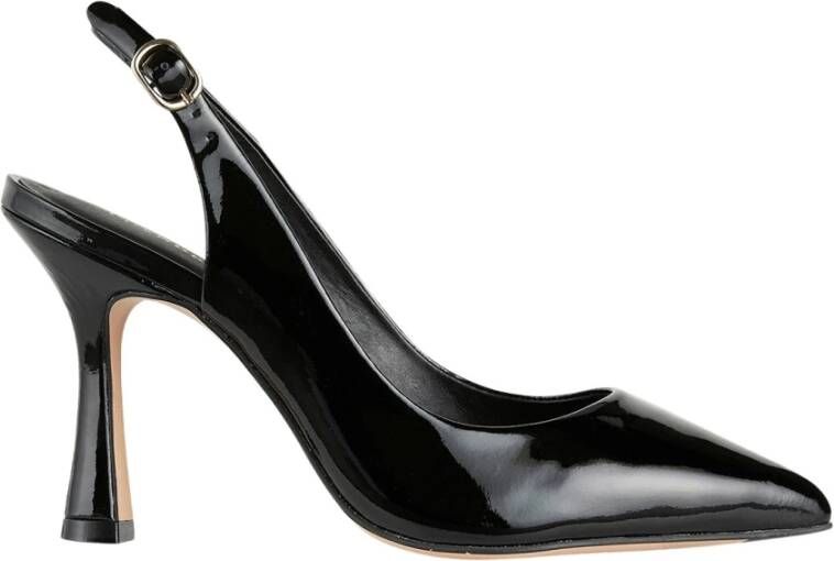 Cosmoparis Zwarte Lak Slingback Hakken met Gouden Gesp