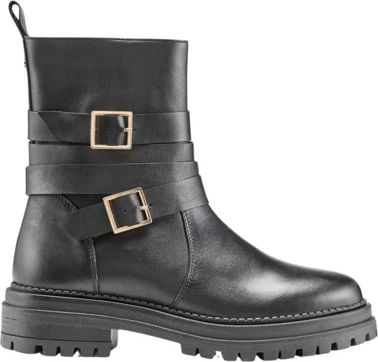 Cosmoparis Zwarte leren rangerboot met bandjes
