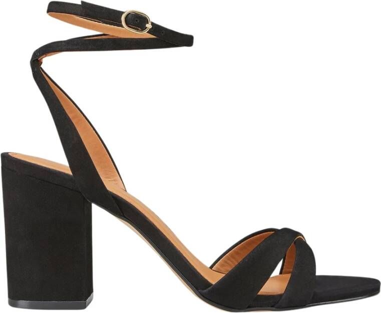 Cosmoparis Zwarte Nubuck Hak Sandaal Flora